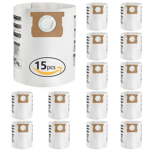 5-8 Gallon Vacuum Bag Replacement for 90661 Shop Vac Bags, 15 Pack