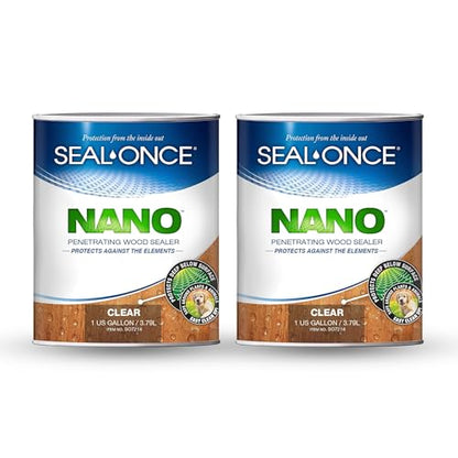 SEAL-ONCE Nano Wood Sealer and Waterproofer, Low-VOC, Clear, 2 Gallon - size: 2 Gallon