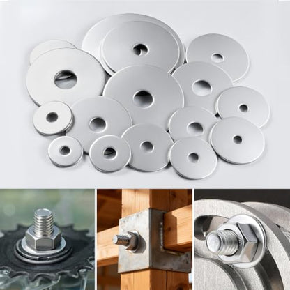 60PCS M12 Flat Washers, 304 Stainless Steel 18-8, 13mm ID x 23.48mm OD Hardware Washers for Screws Bolts - color: Silver, size: Metric M12
