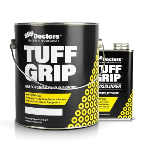 Tuff Grip Extreme Non-Skid Paint for Ramps, Floors, Decks & Stairs – Textured Anti-Slip Grip Coating for Slip Resistant Traction (Medium Gray) - color: Medium Gray