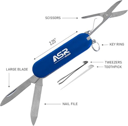 ASR Outdoor Mini EDC Small Pocket Knife Multi Tool - LOGO (Blue) - color: Blue