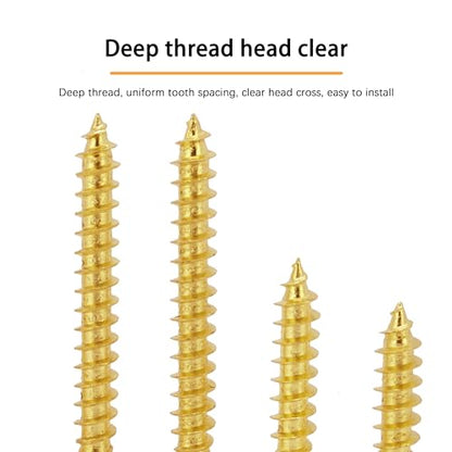 #10 x 1 in. Wood Screw, Phillips Flat Head Self Tapping Screws, Brass Plated Carbon Steel, Brass Plated Screws, Wood Screws #10 X 1 Inch, 75Pcs - size: #10 × 1"