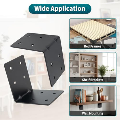 4" x 4" x 3-1/8" Heavy Duty Steel L Angle Corner Bracket, 90 Degree Support Bracket for Wood Beams Pergolas Shelves Furniture, Thickness 0.12", Max Load 160 lbs, 8 Pack - size: 4" x 4" x 3-1/8"