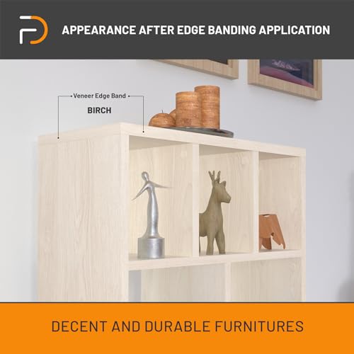 Furndiy Birch 7/8" x 50' Roll Pre-Glued Wood Veneer Edge Banding, Iron on Edge Band, Hot Melt Adhesive, Real Wood Edge Tape, Veneer Edging for Easy Furniture Restoration, Smooth Surface, Based in USA