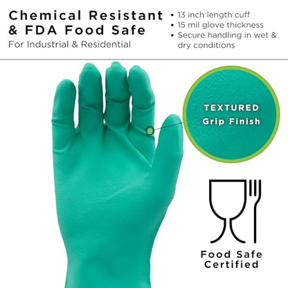 SHOWA 727 Chemical Resistant Gloves, 15-mil Nitrile, Medium 12-Pack - size: Medium, style: 12-pack