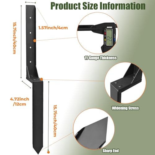 Fence Post Repair Kit,Heavy Duty Fence Post Anchor Stakes (Black-2 Pack) - color: Black-2 Pack