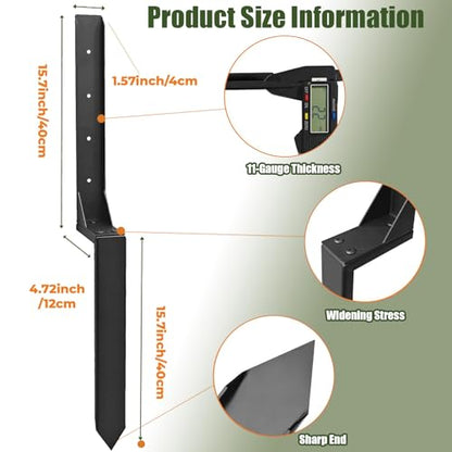 Fence Post Repair Kit,Heavy Duty Fence Post Anchor Stakes (Black-2 Pack) - color: Black-2 Pack
