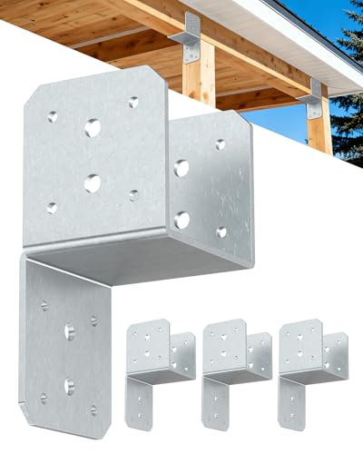 Heavy Duty Angle Brackets for 4x4，4x6 Post, Galvanized 4-Pack - color: Galvanized-4PCS