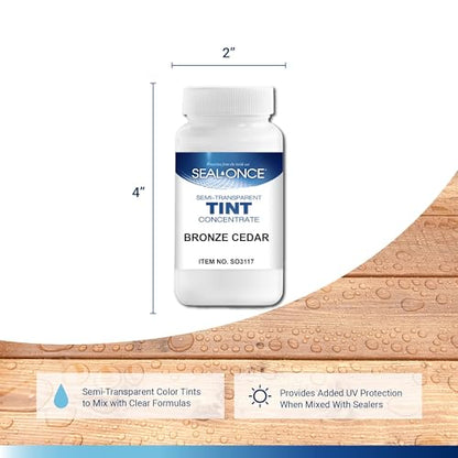 SEAL-ONCE Semi-Transparent Multi-Surface Wood Stain Tint, Bronze Cedar - color: Bronze Cedar