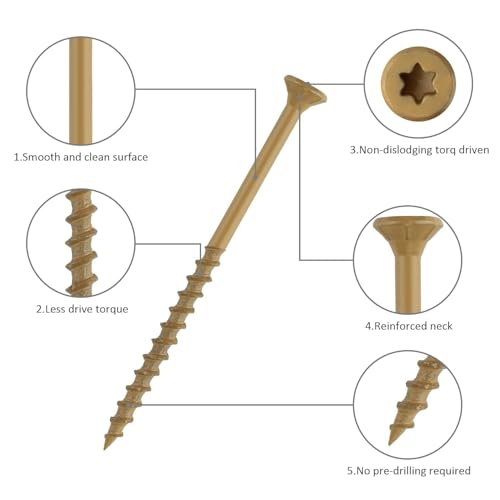 WELLOCKS #8 x 2-1/2 in Tan Deck Screws, 1.2 lbs with T25 Bit - size: #8×2-1/2", style: 1.2LBS Tan