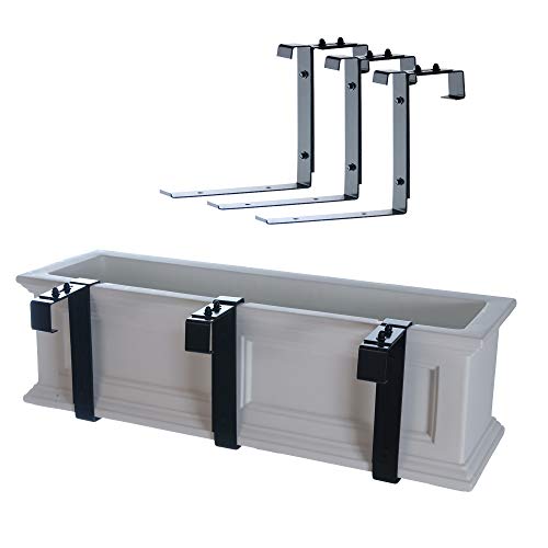 Mayne Adjustable Deck Rail Bracket, Window Box Railing Mount, 3-Pack