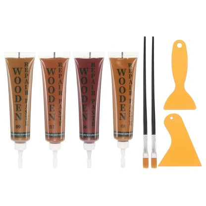 uxcell Wood Repair Kit 4 Color 0.88oz Wood Fillers Furniture Repair Kit - color: Mahogany, Red Apple, Walnut, Yellow Sandalwood