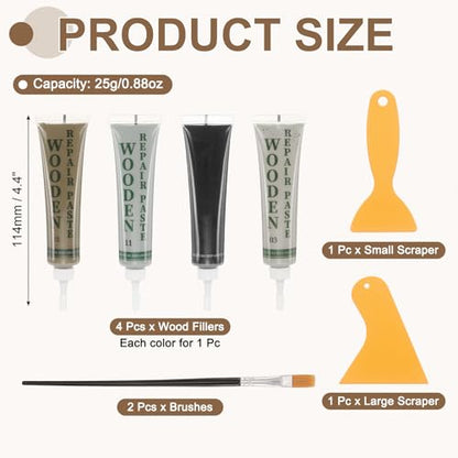 uxcell Wood Repair Kit 4 Color 0.88oz Wood Fillers Furniture Repair Kit - color: French Grey, Light Grey, Grey Oak, Black
