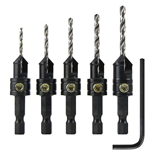 Snappy 5pc Gold Screw Countersink Drill Bit Set 5/64-9-64" USA