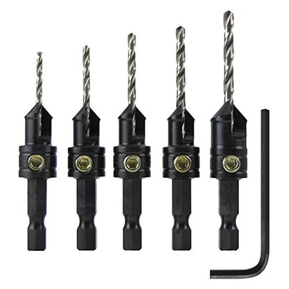 Snappy 5pc Gold Screw Countersink Drill Bit Set 5/64-9-64" USA