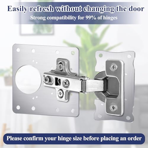 Yaocom 10 Pcs Cabinet Hinge Repair Kit - Stainless Steel - Silver - Polished - 5 Large & 5 Small Repair Plates with 60 Screws