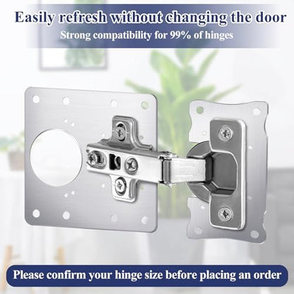 Yaocom 10 Pcs Cabinet Hinge Repair Kit - Stainless Steel - Silver - Polished - 5 Large & 5 Small Repair Plates with 60 Screws