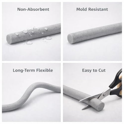 Backer Rod 1/4 inch, EPDM Closed-Cell Foam Caulk Saver for Expansion Joint Filling, Gap Sealing, Concrete Cracks, Windows and Doors, Gray (33ft) - size: 33 ft