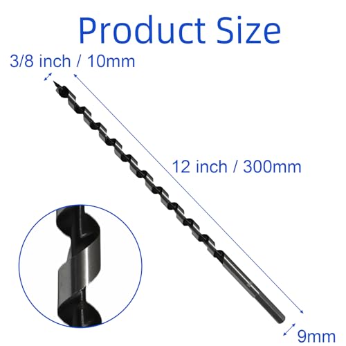 3/8" x 12" Wood Auger Drill Bit for Tree Stump Drilling - size: 3/8 Inch
