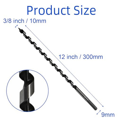 3/8" x 12" Wood Auger Drill Bit for Tree Stump Drilling - size: 3/8 Inch