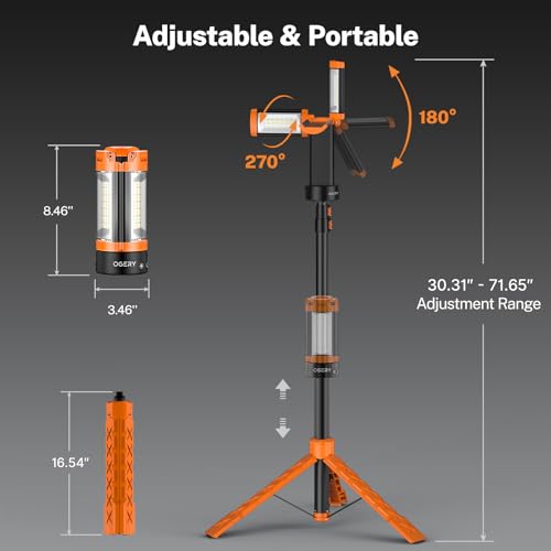 OGERY Rechargeable 10000mAh Camping Light with Stand - color: Orange