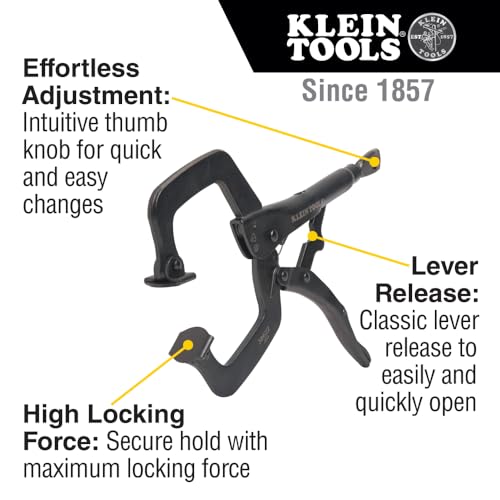 Klein Tools 38662 C-Clamp Locking Pliers Set, 6-Inch and 11-Inch Adjustable Swivel Jaw Pliers, for Home, Shop, Woodworking, 2-Piece - style: Standard Jaw Kit