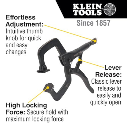 Klein Tools 38662 C-Clamp Locking Pliers Set, 6-Inch and 11-Inch Adjustable Swivel Jaw Pliers, for Home, Shop, Woodworking, 2-Piece - style: Standard Jaw Kit