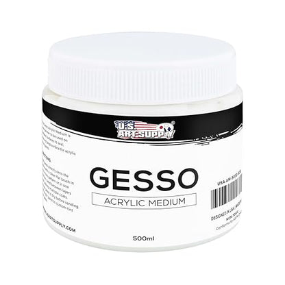 U.S. Art Supply White Gesso Primer 16.9oz (500ml) for Oil & Acrylic Paint - color: White