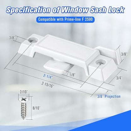 Saillong 6 Pack Window Sash Locks Compatible with Prime-Line F2590, White - color: White