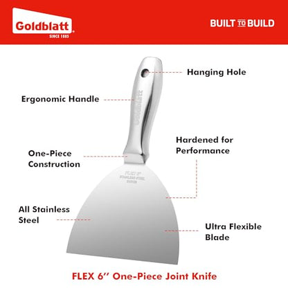 Goldblatt 6" Putty Knife, Stainless Steel Joint Knife with Flexible Blade