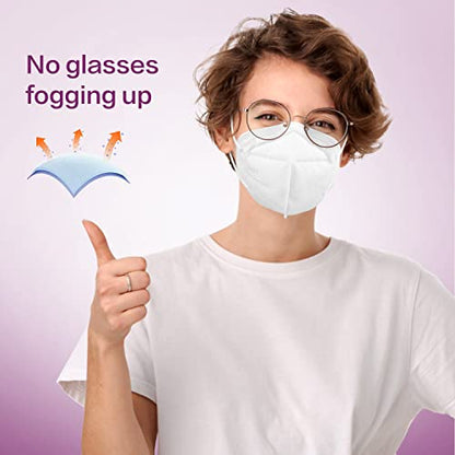 Miuphro 50 Pack Cup Dust Safety Disposable Masks, KN95 5-Layer Foldable Masks - color: White