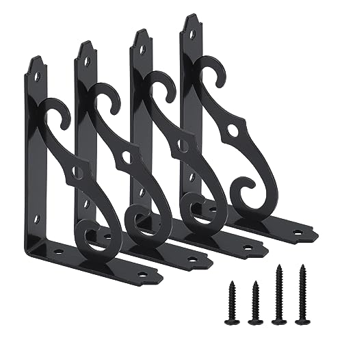 HOME MASTER HARDWARE Decorative Shelf Brackets, 5x3.5 inch, Black, 4 Pack - size: 5 x 3 1/2 Inch, style: Black-4Pack