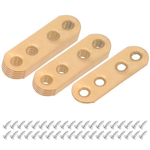 M METERXITY 10-Pack Flat Straight Brackets 2.17x0.71in, Gold - color: Gold, size: 55mm
