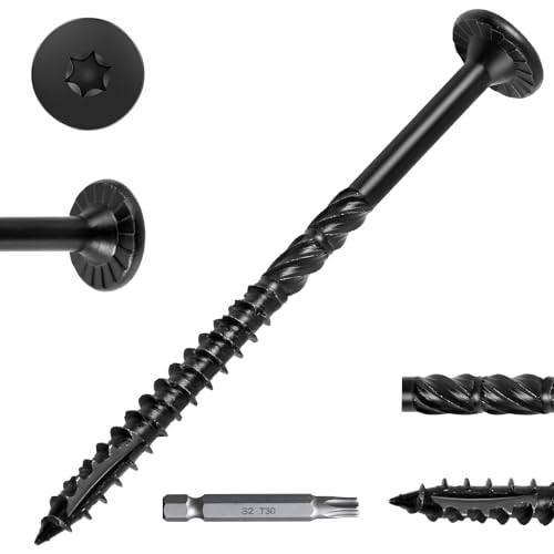 FMhotu #14 Heavy-Duty Wood Screws - color: Black, size: #14 x 4-1/2"