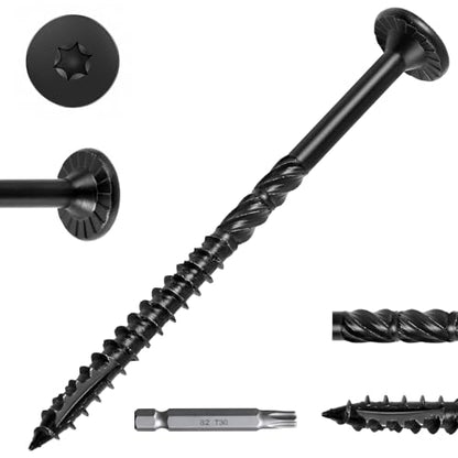 FMhotu #14 Heavy-Duty Wood Screws - color: Black, size: #14 x 4-1/2"