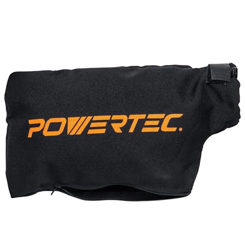 POWERTEC Miter Saw Dust Collector Bag for 10", 12" Miter Saw, Fits Nominal 2-1/2" Dust Ports, Hook and Loop Dust Bag w/Zipper and Wired Adjustable Stand for Belt Sander (75075) - style: 2-1/2" Dust Ports, Miter Saw Dust Bag, 1PK