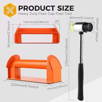 Floor Gap Fixer Tool for Hardwood, Vinyl Plank, Laminate with Rubber Mallet