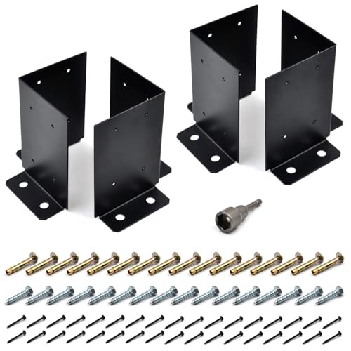 4 Pcs Deck Post Base Bracket,4x4, 4x6, 6x6, 8x8 Adjustable Base Bracket - color: 4x4(4 PACK)