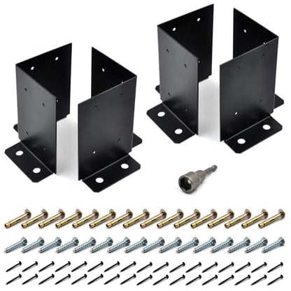 4 Pcs Deck Post Base Bracket,4x4, 4x6, 6x6, 8x8 Adjustable Base Bracket - color: 4x4(4 PACK)