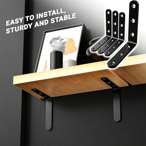 25Pcs Black Angle Brackets 4”x 4” Heavy Duty Corner Bracket 3MM for Wood - size: Black-4x4 Inch