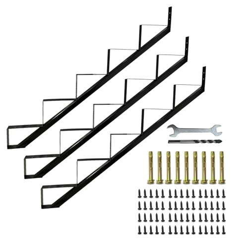5 Step Metal Stair Step Steel Riser Stringers for 34.7" Height Deck, 3Packs - size: 5 Steps