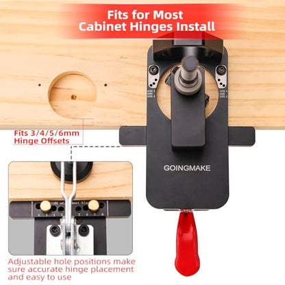 GOINGMAKE Compact Metal Concealed Hinge Jig,35mm Cabinet Hinge Jig