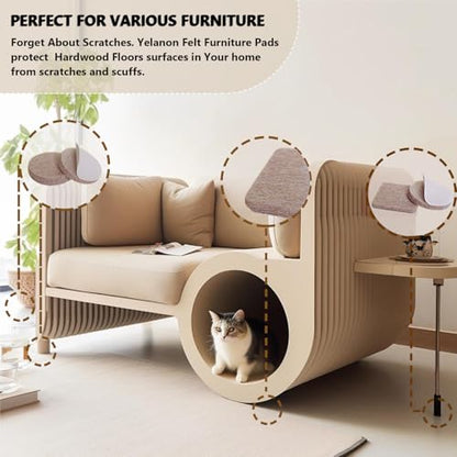 Yelanon Felt Furniture Pads for Hardwood Floors -24 Pcs 2.5" Premium Felt Pads for Chair Legs, Floor Protectors for Furniture, Brown - size: 24 pcs Brown Round