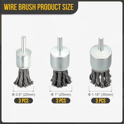 DTGN 9 Pcs Wire Pen Brush Set for Drill with 1/4 Inch Round Shank