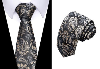 joy alice Tie For Men 6 PCS Necktie Woven Jacquard Neck Ties Set Neck Ties - color: Blackyellow Black Blackyellow