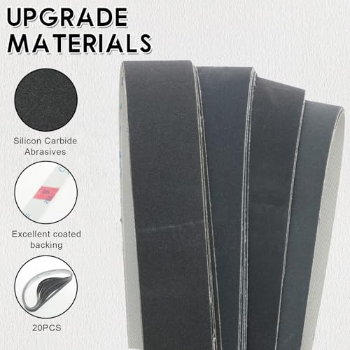 20Pcs 1x30 Inch Sanding Belts, Silicon Carbide Fine Grit Set