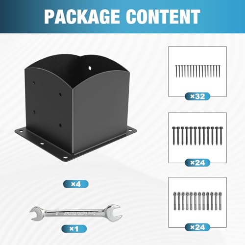 Post Base 4Pcs,6"x6"(Inner Size 5.6"x5.6") Fence Post Brackets - size: 6X6