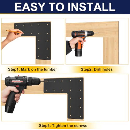 4 Pcs 13.2"x13.2" Steel L Post Brackets, 3MM Thick - size: L shape(13.2''x13.2'')