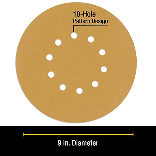 Dura-Gold 9" Drywall Sanding Discs, 10 Hole, Grits 60, 80, 120, 180, 240 - size: Variety Grit