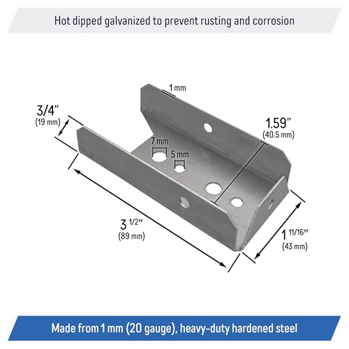 Galvanized 2x4 Fence Bracket Connector for Wood Post, Deck Railing - 20 Gauge (10 Pack) - style: 10 Pack